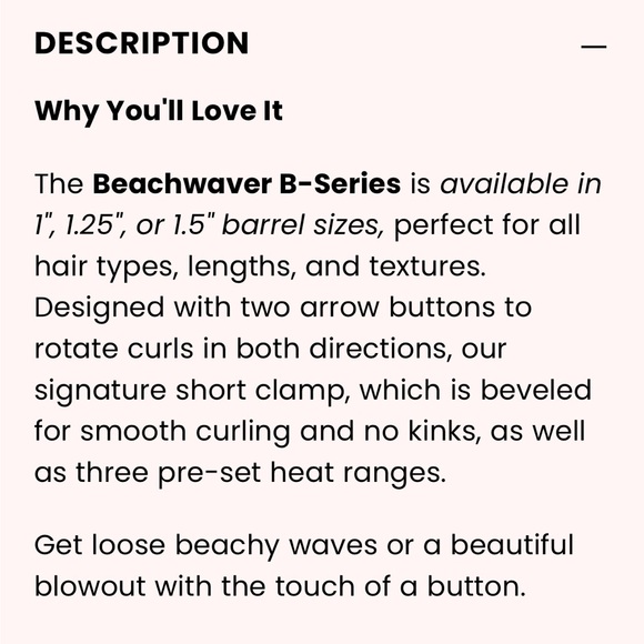 Never used! Beachwaver B1 Rotating Curling iron with additional storage pouch - Picture 4 of 5
